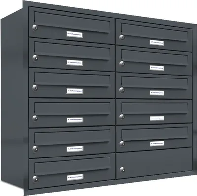 Produktbild von 11er Briefkasten Anlage Unterputz Montage RAL 7016 Anthrazit