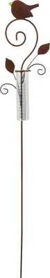 Produktbild von Gartenstecker Vögelchen Metall Rost-Design 108cm – Regenmesser