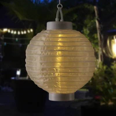 Produktbild von LED Solar Lampion - 1 warmweiße LED - H: 23cm - D: 20cm - Lichtsensor - weiß