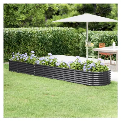 Produktbild von Hochbeet aus Metall für Pflanzen, Kräuter und Blumen 368x80x36 cm Anthrazit