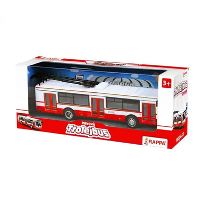 Image de Trolleybus tchèque métallique rouge 16 cm à marche arrière CZ design