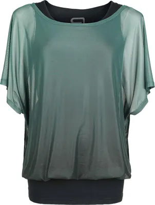Produktbild von RED by EMP Damen schwarz-grünes Doppelpack T-Shirt und Top mit U-Boot-Ausschnitt L