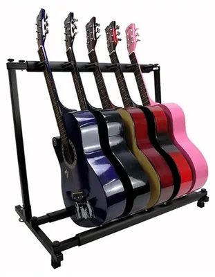 Obrázok produktu pre Univerzálny stojan pre 5 gitár – vhodný pre elektrické aj akustické gitary