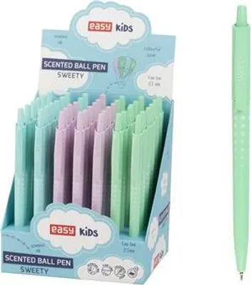 Obrázek produktu pro EASY Kids SWEETY Kuličkové pero s vůní, modrá semi-gel náplň, 0,5 mm, 42 ks v balení, zelené-růžové-modré