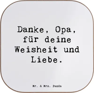Produktbild von Mr. & Mrs. Panda Untersetzer Tasse Spruch Opa Weisheit und Liebe - Weiß - Geschenk, Tassen, gläseruntersetzer, Bedanken, für, besondere Geste, Gläser, Danke sagen