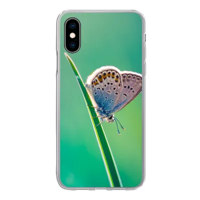 Produktbild von MuchoWow® Handyhülle Schutzhülle Hülle für iPhone X Schmetterling - Gras - Licht Silikon Softcase Handy Hülle - Handyhülle