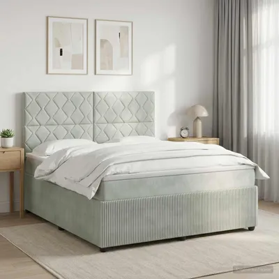 Immagine prodotto di Maison Exclusive - Letto boxspring con materasso Grigio chiaro 140 x 200 cm Velluto