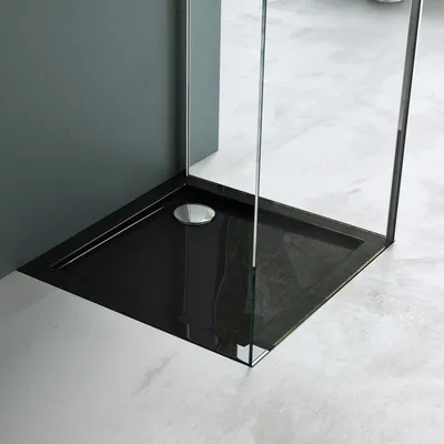 Produktbild von Mai & Mai Duschwanne Duschtasse Faro in Schwarz inkl. Ablaufgarnitur 01, Form: Quadratisch, BTH: 90x90x4cm