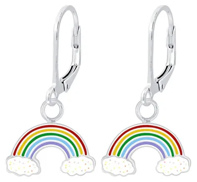 Produktbild von Regenbogen Ohrringe Kinder Silber 925 mit Glitzer