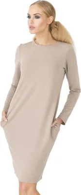 Obrázok produktu pre Šaty Elegantné s vreckami v 6 farbách Mini šaty; Cappuccino/XL/42