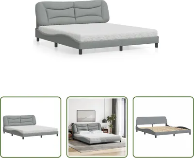 Immagine prodotto di The Living Store Letto con materasso in tessuto grigio chiaro 180x200 cm