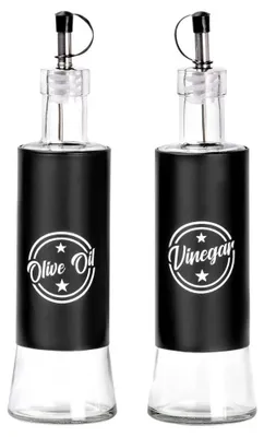 Image de Bouteilles pour huile et vinaigre - Verre - 300 ml - Lot de 2 - Noir