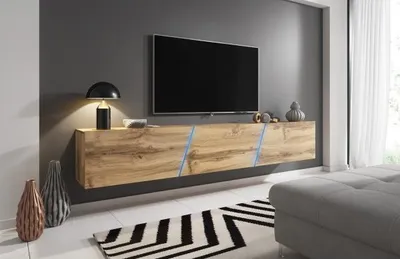 Image de Meuble TV à suspendre SLANT 240 avec LED RGB 240x40x35 cm-http://maisondelatendance.com/img/co/1243.jpg-Chêne-240 --http://maisondelatendance.com/img/co/1243.jpg-