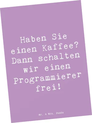 Produktbild von Mr. & Mrs. Panda Postkarte Spruch Programmierer Kaffeezeit - Lavendeltraum - Geschenk, Konzentration, Ansichtskarte, Softwareentwicklung, Programmiersprachen, Berufsleben