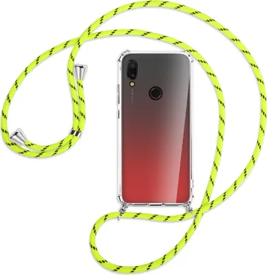 Produktbild von Handykette Backcover-Schutzhülle mit Band (Metall silberfarben) für Xiaomi Redmi 7 - neongelb