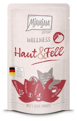 Produktbild von MjAMjAM Wellness Haut & Fell Rind – Nassfutter für Katzen, 12 x 125 g