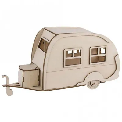 Produktbild von Holzmodell zum Gestalten 36 x 15 x 18 cm - Wohnwagen
