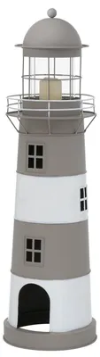 Produktbild von Kerzenlaterne Amrum Leuchtturm H.75 Ø 22 cm grau weiß Stückpreis