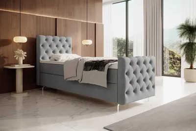 Zdjęcie produktu dla Łóżko tapicerowane 90 x 200 ADRIA PLUS – jasnoszare