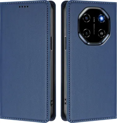 Image de Étui en cuir pour Blackview Shark 6 / Oscal Tiger 8, étui à rabat magnétique en cuirPolyuréthaneavec support, bleu foncé