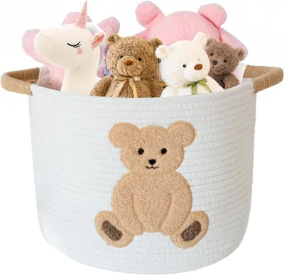 Imagen del producto de Cesta de almacenamiento de cuerda de algodón, 30x30 cm, para habitación infantil
