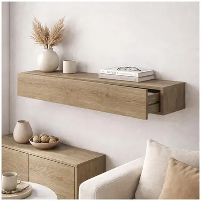 Produktbild von Wandregal mit Schublade 80 cm Artisaneiche
