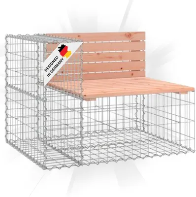Produktbild von DELUKE® Gartenbank Gabionen INO aus Stahl | 92x71x65,5cm Massivholz Douglasie | Gabionenbank Gartenbank mit Sitzfläche aus Gabionen Steinkorb Gabionengitter Ziergabione Drahtkorb befüllbar