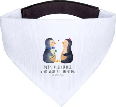 Produktbild von Mr. & Mrs. Panda Hundehalstuch Pinguin Pärchen - Weiß - Geschenk, Hochzeitstag, Halstuch Hund, Liebe, Tuch, Für Hunde, Hochzeit