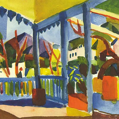 Produktbild von August Macke Kunstdruck Bild - Terrasse Des Landhauses In St. Germain, 1914 (70 x 70 cm)