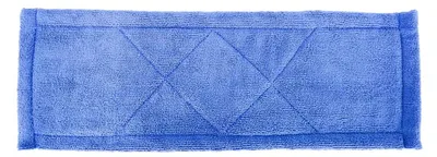 A blue mop head with a diamond pattern stitching.