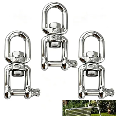 3er Set M8 Edelstahl Drehhaken, 360° schwenkbar, 300 kg