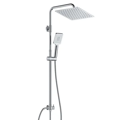 Immagine prodotto di JOHO Colonna Doccia Senza Miscelatore in Acciaio Inox 304, Cromo Set Doccia a Pioggia con Soffione e Doccetta a Mano (25×25cm quadrato)