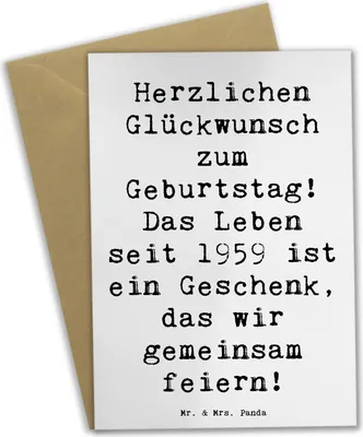 Produktbild von Mr. & Mrs. Panda valentinstagskarte Spruch 1959 Geburtstag - Weiß - Geschenk, Geburtstagsgeschenk, Erinnerungen, dankeskarten, Alter, Jubiläum, Happy Birthday, seit
