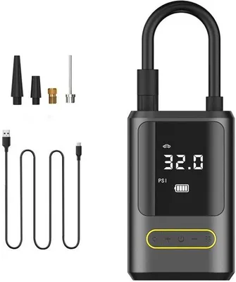 Produktbild von Handgeführte, digitale Reifenpumpe mit Display, drahtlose Reifenpumpe mit Ladefunktion.