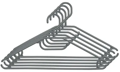 Image de Lot de 5 cintres - Ensemble de cintres - Bois - Crochet pivotant - Pour vêtements - Gris