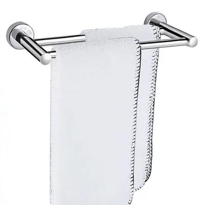 Produktbild von Doppelhandtuchhalter aus Edelstahl 304, 40 cm, Wandmontage, poliert, für Badezimmer und Küche, Silber