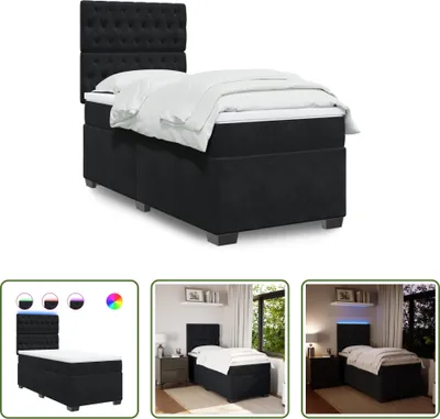 Produktbild von The Living Store Boxspringbett mit Matratze Schwarz 90x190 cm Samt