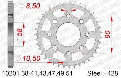 Produktbild von AFAM Kettenrad 10201-41 hinten Stahl