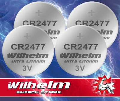 Produktbild von 4 x CR2477 WILHELM Lithium Knopfzelle 3V 1070 mAh ø24 x 7,7 mm Batterie DL2477