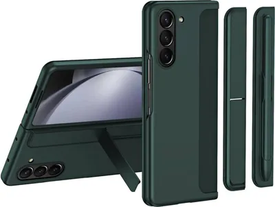 Produktbild von Handyhülle für Samsung Galaxy Z Fold 6 Robust PC Hülle mit 2 Scharnier Stifthalter Ständer Grün