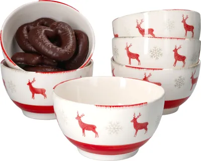 Obrázek produktu pro sada 6 misek na pečivo Reindeer Unik 14,2 cm Vánoční miska na cereálie