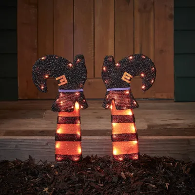 Heksenpoten mit Bodenpennen, Halloween-Deko, 45 cm, 56 LEDs, Timer