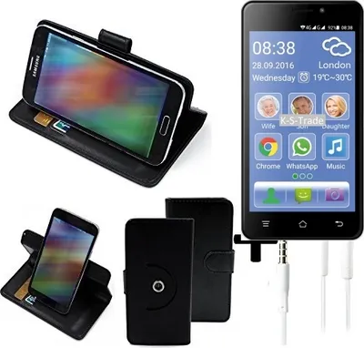 Produktbild von K-S-Trade Handy-Hülle Schutz-Hülle + Kopfhörer kompatibel mit Switel eSmart M2 Handyhülle Flipcase Smartphone Cover Handy Schutz Tasche Walletcase