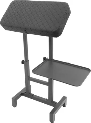 Immagine prodotto di Poggiabraccio per tatuaggi - Supporto regolabile - Altezza 75-110 cm - Imbottitura inclinabile a 180° - Vassoio portaoggetti - Autoportante - Nero