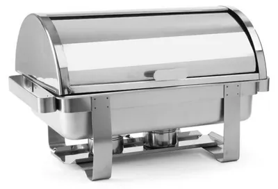 Produktbild von Chafing Dish Rolltop GN 1/1 - Profi Line  Hochwertige Profi Chafing Dishes, ideal für den Einsatz auf Buffets und im Catering. Modell 'Rental - Rolltop', GN 1/1, Chromstahl Solides Untergestell, mit hochglanzpoliertem Rolltop-Deckel.  Mit z