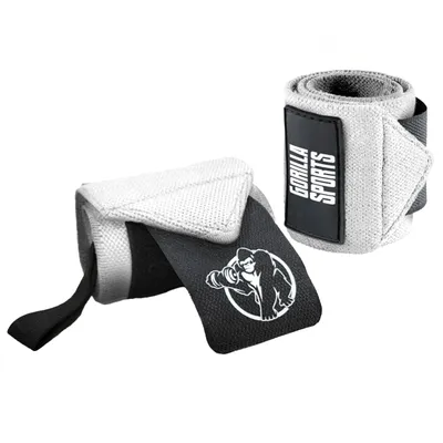 Produktbild von GORILLA SPORTS®  Handgelenk Bandagen - 45x8cm, Baumwolle, Klettverschluss, Farbwahl - Handgelenkstütze Sport, Gym Wrist Wraps, Bodybuilding Zubehör