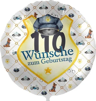 Produktbild von Polizei Geburtstags Folien Ballon 110 Wünsche zum Geburtstag
