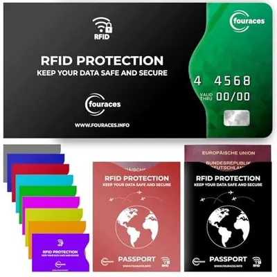 Zdjęcie produktu dla Etui RFID blocker na karty kredytowe paszport zestaw 12 szt