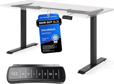 Produktbild von DESKSPACE PRO Elektrisch Höhenverstellbarer Schreibtischgestell mit Memory Funktion, Schwarz