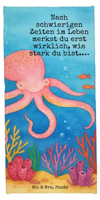 Produktbild von Mr. & Mrs. Panda Strandtuch Tintenfisch Design - Weiß - Geschenk, Krake, Handtuch, Strandlaken, Lustige Sprüche, sporthandtuch, Wasser, Ozean, Duschtuch, Frottier, Meer